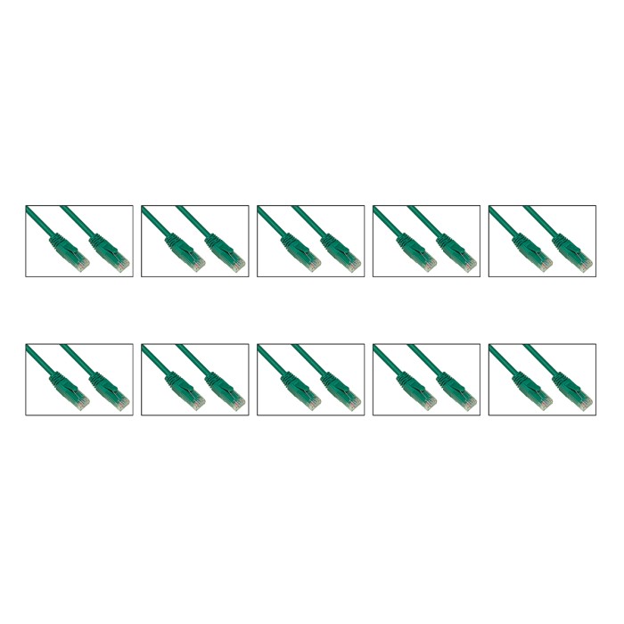 CONFEZIONE 10 CAVI RETE CATEGORIA 6A NON SCHERMATO UTP AWG24 COLORE VERDE HALOGENFREE MT 0,25