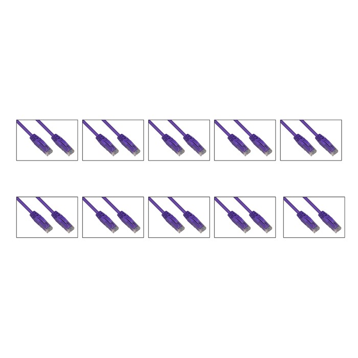 CONFEZIONE 10 CAVI RETE CATEGORIA 6A NON SCHERMATO UTP AWG24 COLORE VIOLA HALOGENFREE MT 0,25