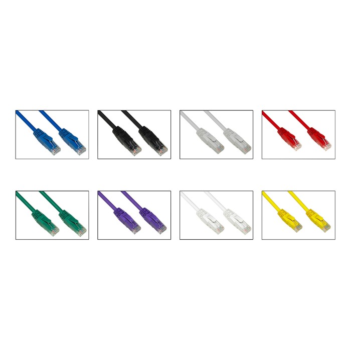 CONFEZIONE 8 CAVI RETE CATEGORIA 6A NON SCHERMATO UTP AWG24 COLORI DIVERSI GRIGIO BLU NERO ROSSO VERDE VIOLA B