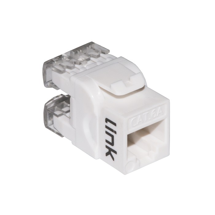PRESA RETE KEYSTONE JACK RJ45 CATEGORIA 6A UTP COLORE BIANCO 180? CONTATTI DORATI 50 MICRON