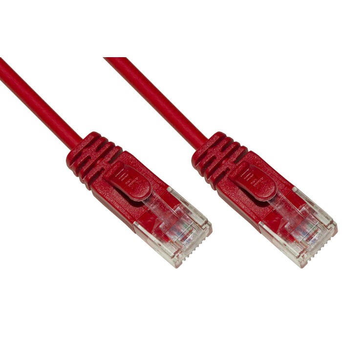 CAVO RETE CATEGORIA 6 NON SCHERMATO UTP COLORE ROSSO HALOGENFREE MT 3 SLIM