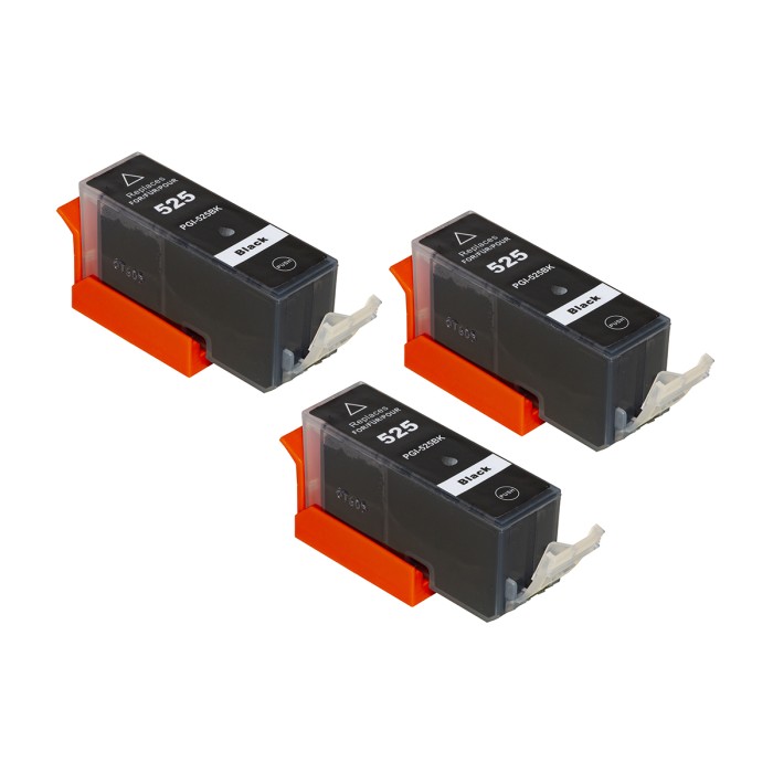 CONFEZIONE 3 CARTUCCE COMPATIBILI CANON IP 4850, MG5150, MG5250 BK PGI-525BK ALTA CAPACITA' CONFEZIONE BULK