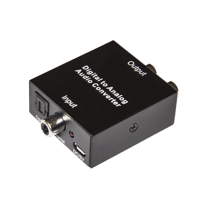 CONVERTITORE DA AUDIO DIGITALE TOSLINK + COASSIALE A ANALOGICO RCA R/L + CONNETTORE AUDIO 3,5MM