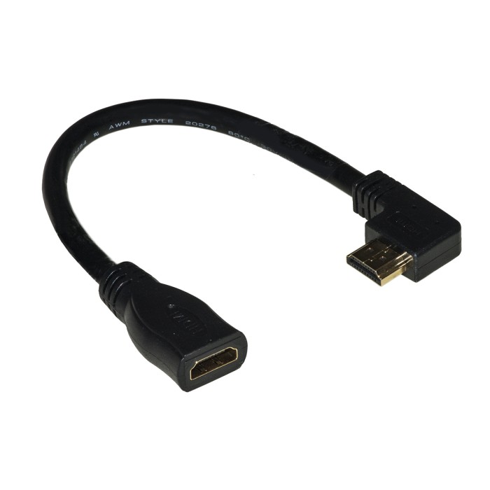 ADATTATORE HDMI MASCHIO/FEMMINA ANGOLO 90° VERSO SINISTRA CM 15