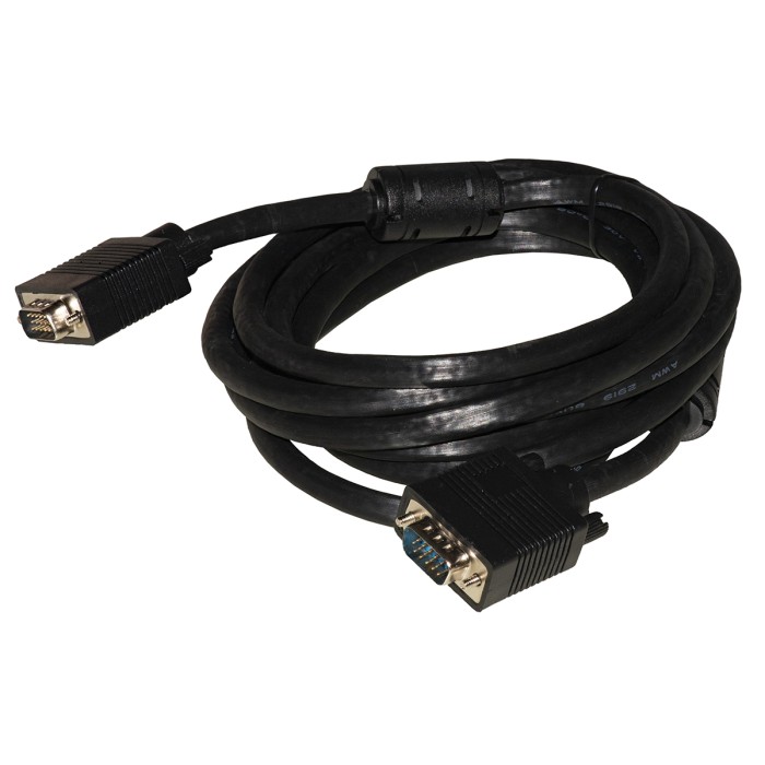 CAVO VGA MONITOR 15 POLI MASCHIO/MASCHIO MT 3 CON FERRITE CON 15 FILI COLLEGATI COLORE NERO
