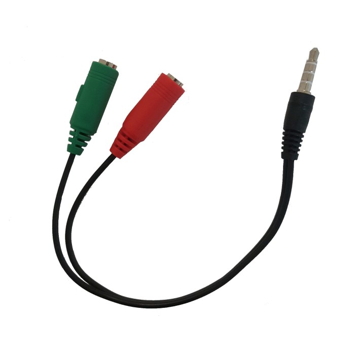 SDOPPIATORE AUDIO PER CUFFIE E MICROFONO CON DOPPIO CONNETTORE AUDIO 3,5MM SU SINGOLO CONNETTORE  AUDIO 3,5MM SMARTPHONE - 1 MASCHIO 3,5MM / 2 FEMMINE 3,5MM