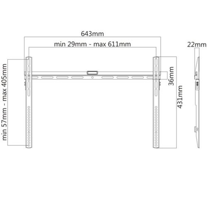 SUPPORTO A MURO PER TV 37-70' FINO A 40 KG CON BOLLA PER LIVELLAMENTO