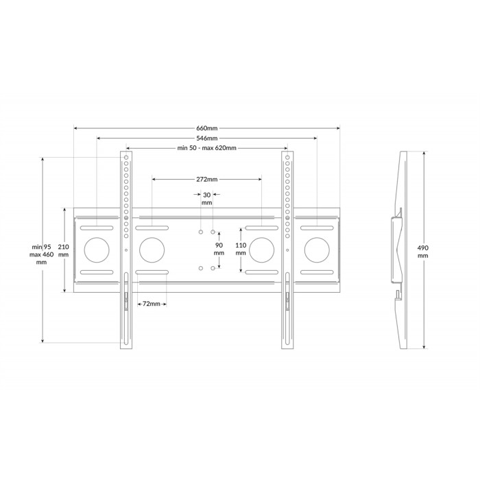 Supporto montor a muro per schermi 40-75' fino a 80 Kg