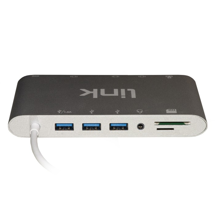 DOCKING STATION USB-C 11 PORTE 3 X VIDEO, USB-C, 3 X USB 3.0, RJ45, 2 X CARD READER, AUDIO