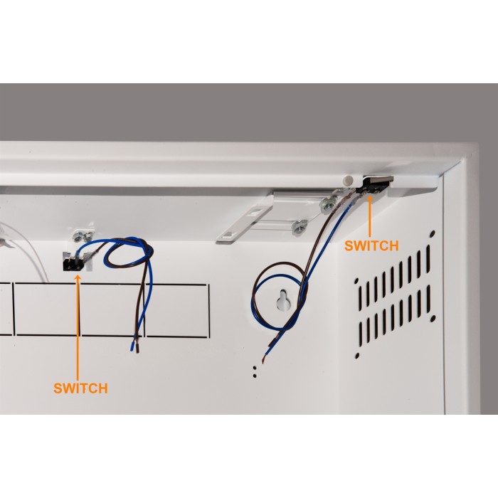 BOX A MURO PER DVR, 2 CHIAVI, 2 SWITCH PER ALLARMI  BIANCO, CM 43X13X50