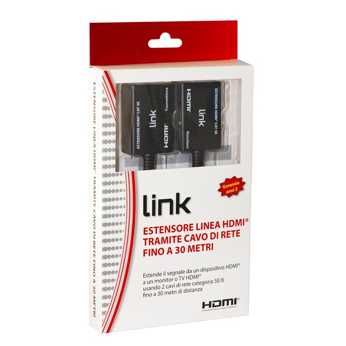 ESTENSORE HDMI TRAMITE 2 CAVI DI RETE CAT 6 FINO A 30 METRI FULL HD
