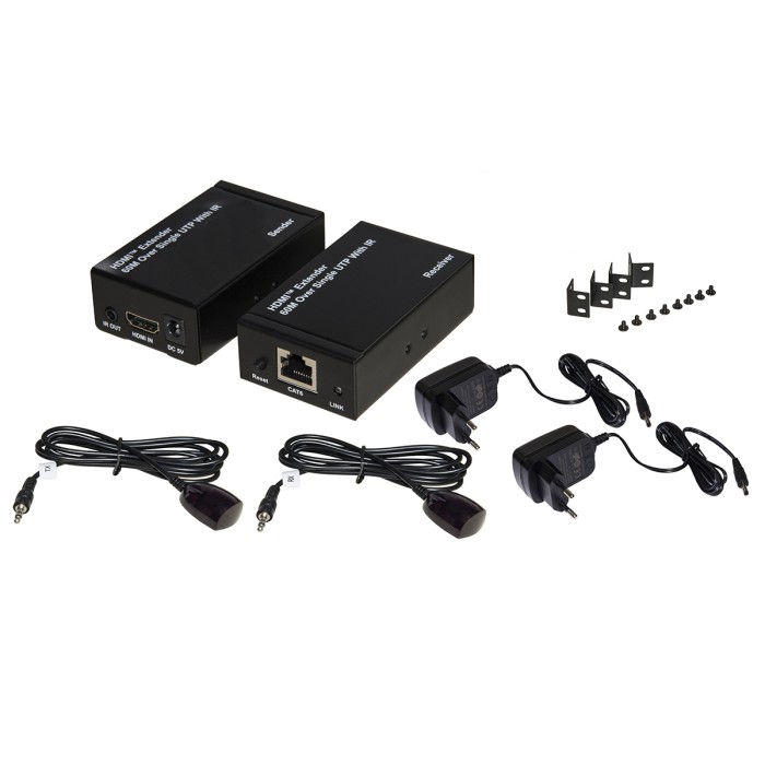 ESTENSORE HDMI TRAMITE CAVO CAT5/6 FINO A 60 METRI FULL HD CON SENSORI INFRAROSSI PER TELECOMANDI