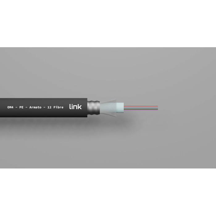 CAVO FIBRA OTTICA 12 FIBRE ARMATO DA ESTERNO/INTERNO ANTIRODITORE OM4 (AL METRO)