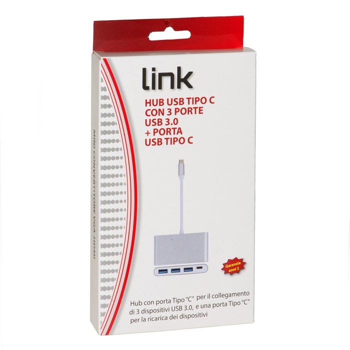 HUB USB-C CON 3 PORTE USB 3.0 + PORTA USB-C
