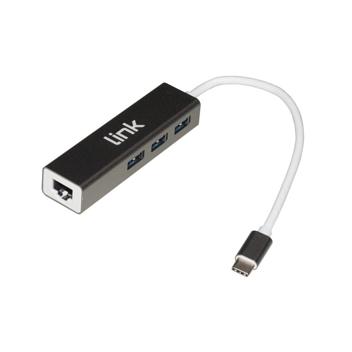 HUB USB-C ? CON 3 PORTE USB 3.0 + GIGABIT