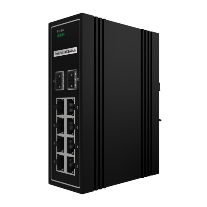 SWITCH INDUSTRIALE MANAGED LAYER 2 CON 8 PORTE GIGABIT POE (MAX 46W PER PORTA) CON 2 PORTE UPLINK SFP GIGABIT
