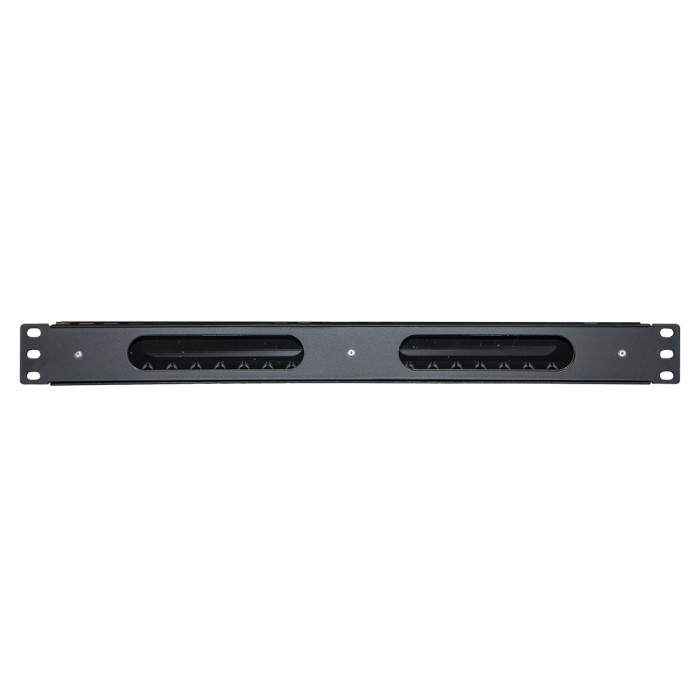 PANNELLO PASSACAVI 1 UNITA' A GABBIA PER RACK 19' CON COPERCHIO SCORREVOLE 25 SLOT COLORE NERO