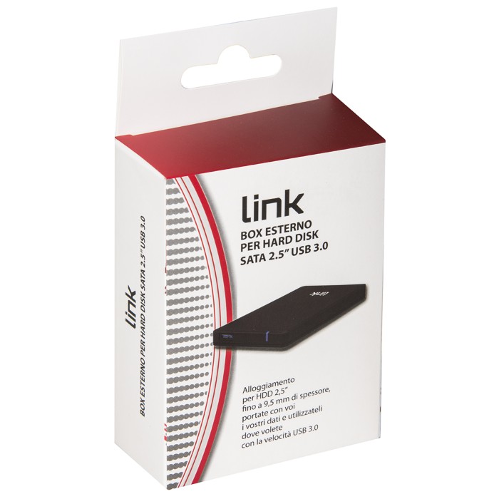 BOX ESTERNO USB 3.0 PER HDD SATA 2,5' FINO A 9,5 MM DI SPESSORE
