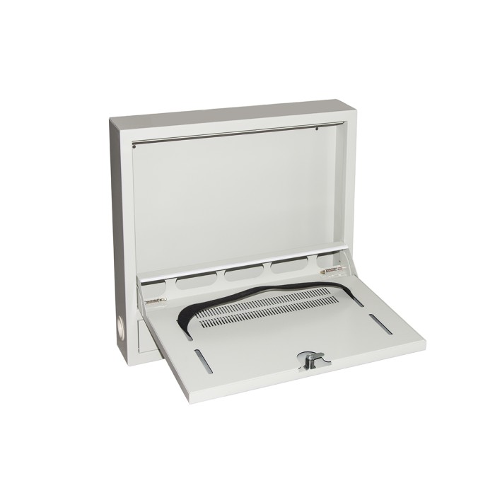 ARMADIO A MURO PER LAPTOP CON CHIUSURA A CHIAVE COLORE GRIGIO