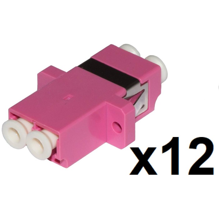 CONFEZIONE 12 ADATTATORI FIBRA OTTICA LC/LC MULTIMODE DUPLEX OM4