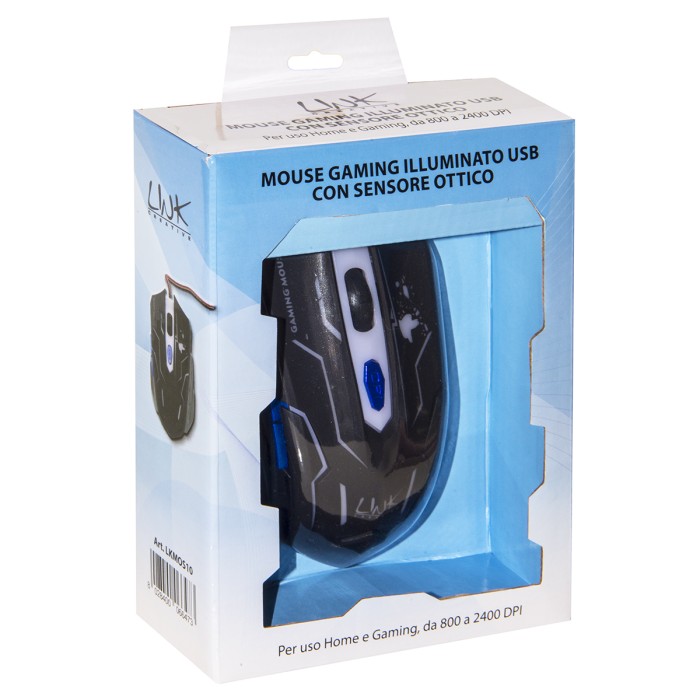 MOUSE GAMING USB 6 TASTI ILLUMINATO 7 COLORI