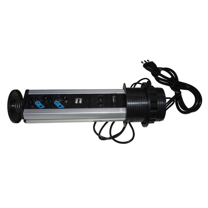 MULTIPRESA A SCOMPARSA CON 2 PORTE ALIMENTAZIONE ITA/SCHUKO, 2 PORTE USB + 1 RJ45 + 1 RJ11 + 1 HDMI? FEMMINA