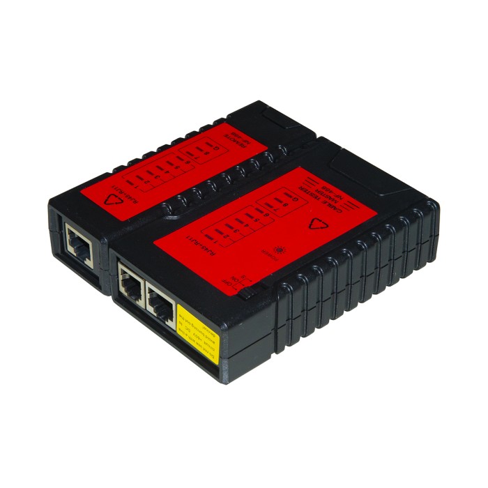 TESTER DI RETE PER CAVI 6 E 8 POLI, RJ11 E RJ45 CON UNITA' LOCALE E REMOTA CON 8 LED + SCHERMATURA