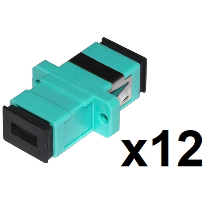 CONFEZIONE 12 ADATTATORI FIBRA OTTICA SC/SC MULTIMODE SIMPLEX OM3 UPC