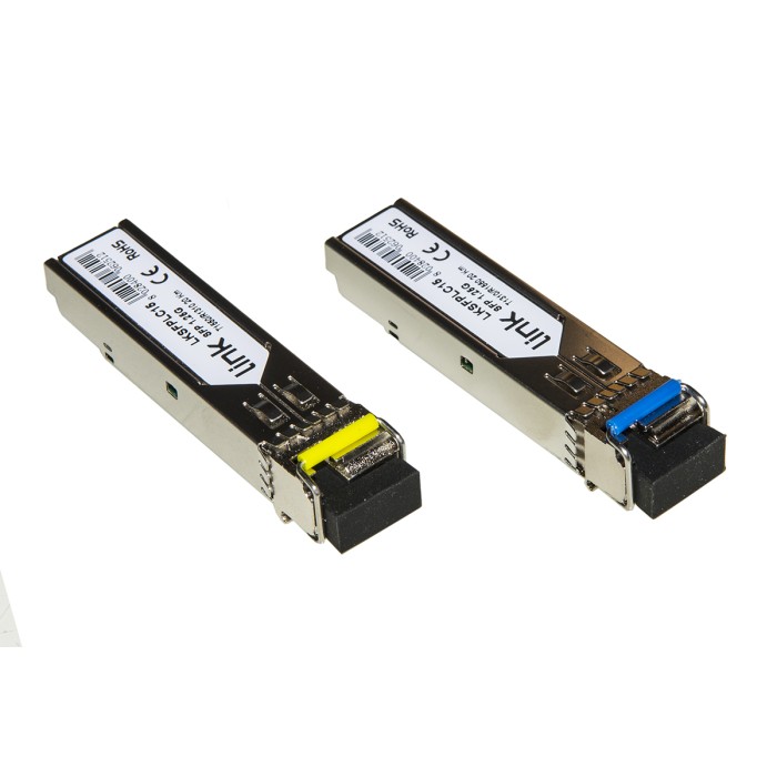COPPIA MODULI MINIGBIC (SFP) SINGLEMODE LC SIMPLEX TX1310nm-RX1550nm 1,25 GBPS CON DDM 20 KM