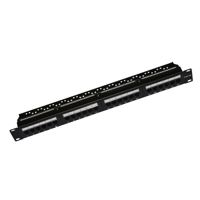 PANNELLO PATCH 19' NON SCHERMATO UTP 24 PORTE 8 POLI RJ45 PER RETI CATEGORIA 5E NERO