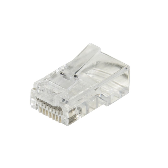CONFEZIONE 100 CONNETTORI 8 POLI CAT 5E UTP NON SCHERMATO PER CAVO FLESSIBILE RJ45 CON FORI PER AGEVOLARE INSERIMENTO CAVI