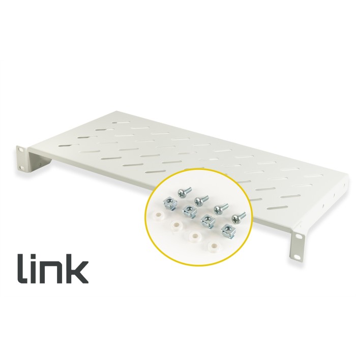 RIPIANO PER ARMADIO 19' 1 UNITA' PROFONDITA' 200 MM. (UNIVERSALE) 2 ATTACCHI (FRONTALI) COLORE GRIGIO