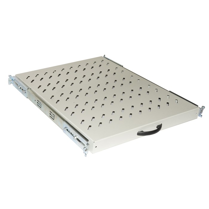 RIPIANO UNIVERSALE PER ARMADIO RACK 19' ESTRAIBILE SU BINARI TELESCOPICI 1 UNITA' GRIGIO 370 MM.