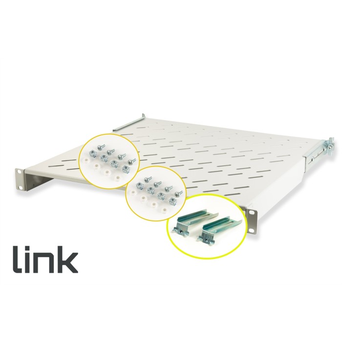 RIPIANO PER ARMADIO 19' 1 UNITA' PROFONDITA' 450 MM. (UNIVERSALE) 4 ATTACCHI (FRONTALE+POSTERIORE) COLORE GRIGIO