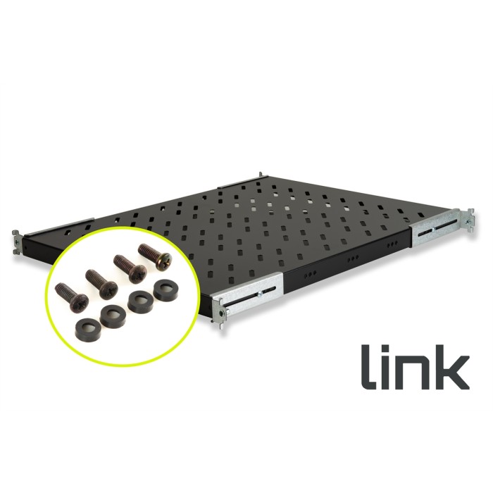 RIPIANO UNIVERSALE PER ARMADIO RACK 19' ALLUNGABILE 570 MM CON 4 AGGANCI NERO