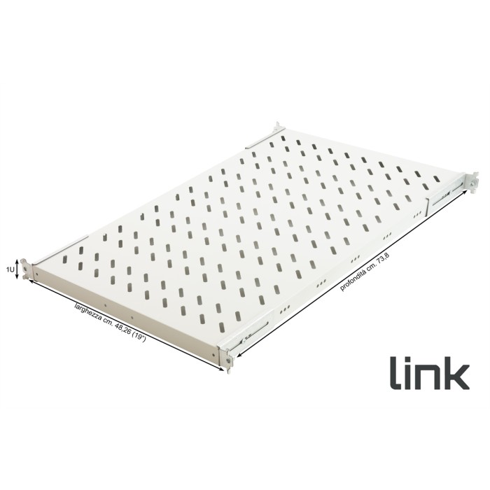 RIPIANO UNIVERSALE PER ARMADIO RACK 19' ALLUNGABILE 720 MM CON 4 AGGANCI GRIGIO