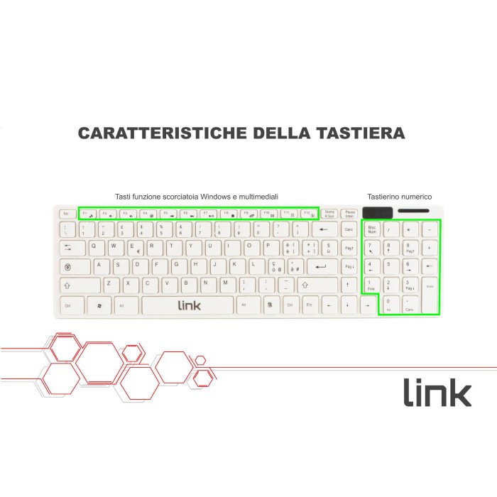 TASTIERA ITALIANA SLIM E MOUSE COMBO WIRELESS BIANCA