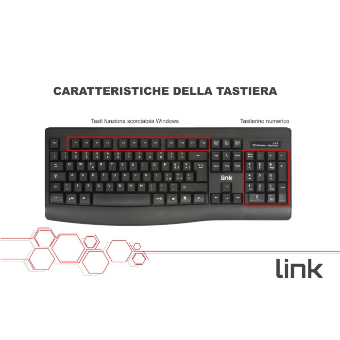 KIT TASTIERA ITALIANA E MOUSE WIRELESS NERO