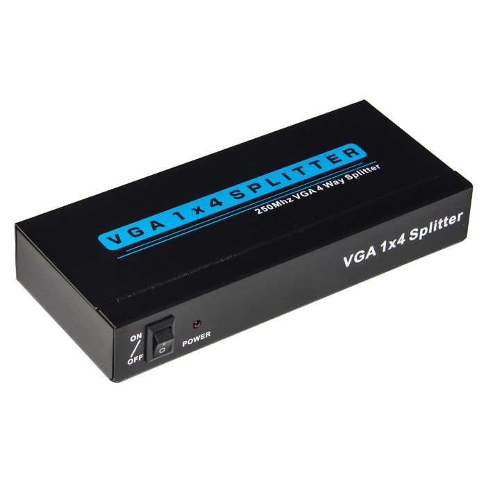 SPLITTER VGA 4 PORTE 250 MHZ CON ALIMENTATORE