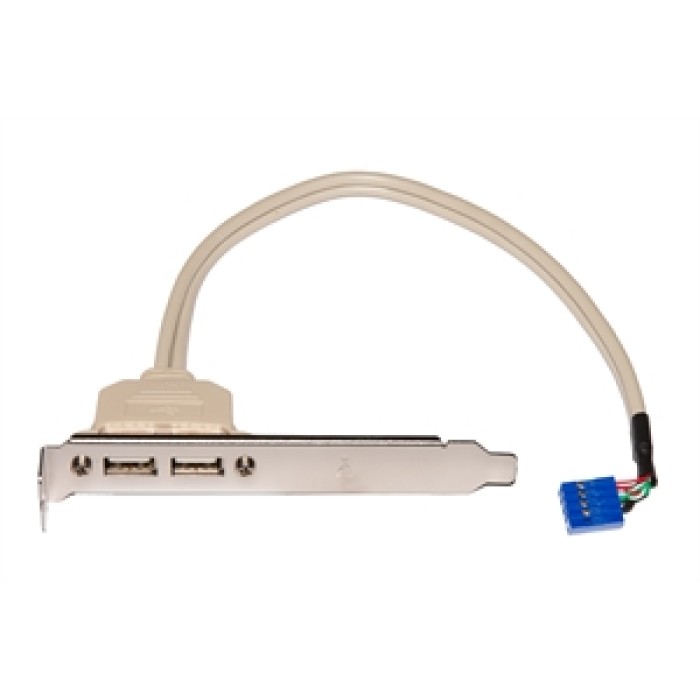 PANNELLO SLOT CON 2 CONNETTORI ESTERNI USB 2.0 TIPO A, FEMMINA - CONNETTORE INTERNO ALLA PIASTRA MADRE 2X5 PIN 2,54 MM