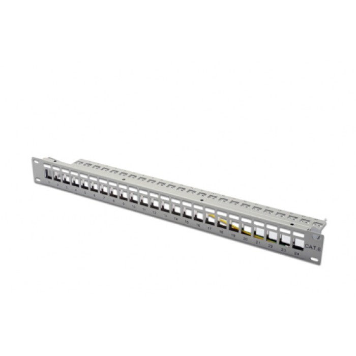 PANNELLO PATCH 19' MODULARE 24 PORTE (VUOTO) 1 HU COLORE GRIGIO RAL 7035