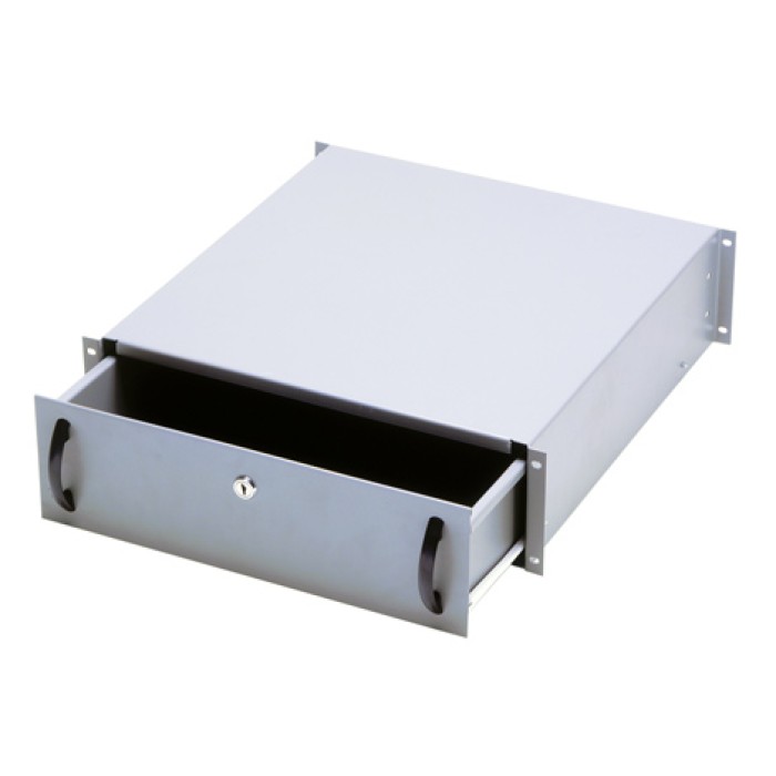 CASSETTO PER ARMADI RACK 19' CON SERRATURA, 3 UNITA', COLORE GRIGIO RAL7035-DIMENSIONI (L/P/A) MM. 485X480X134 (DN-19 KEY-3U)