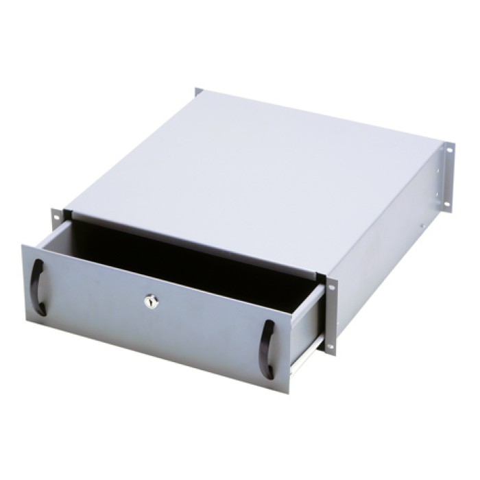 CASSETTO PER ARMADI RACK 19' CON SERRATURA, 3 UNITA', COLORE GRIGIO RAL7035-DIMENSIONI (L/P/A) MM. 485X480X134