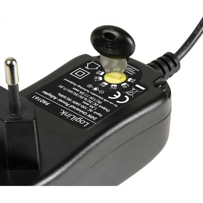 ALIMENTATORE UNIVERSALE 3-12 VOLT 24 WATT CON 7 CONNETTORI INTERCAMBIABILI