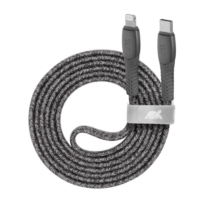 Cavo ricarica piatto in Nylon resistente Type-C / Lightning  1,2m grigio
