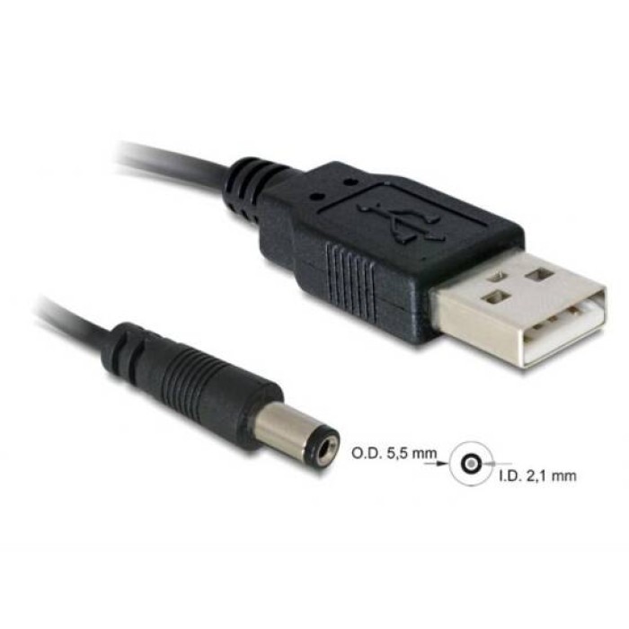 CAVO ALIMENTAZIONE USB CONNETTORE DC 5.5 x 2.1 MM MT 1 DELOCK