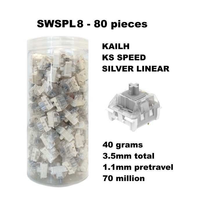 Set 80 sottotasti Switches Kailh KS Speed Silver Linear