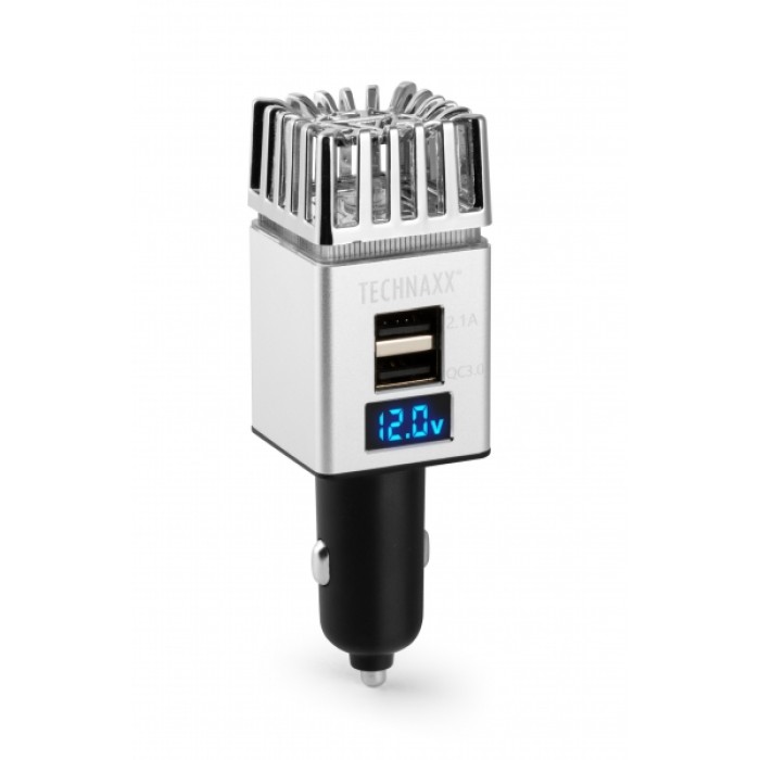 PURIFICATORE E RINFRESCANTE ARIA E IONIZZATORE PER ACCENISIGARI DA AUTO CON 2 PORTE USB E DISPLAY