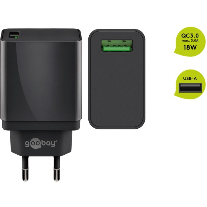 Caricatore USB Quick Charger QC3.0 (18W) nero