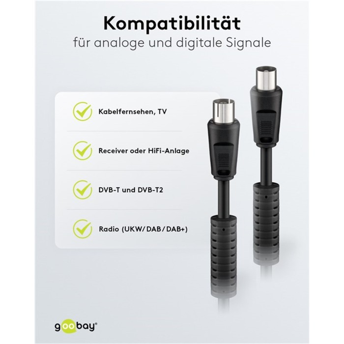 CAVO ANTENNA 1,5 M. NERO CON FERRITE ANTIDISTURBO